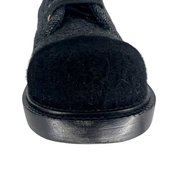 Chanel 2021 Interlocking CC Cap Toe Tweed Logo Combat Boots - Picture 9 of 16